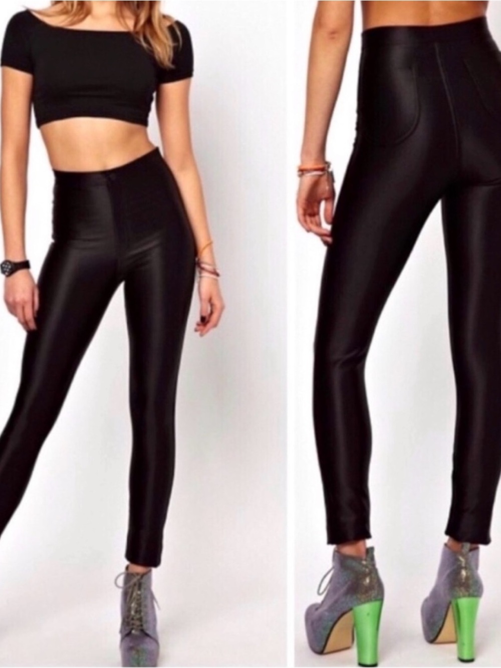 American Apparel High-Waisted Form-Fitting Stretch
Disco Pants Black Size Small